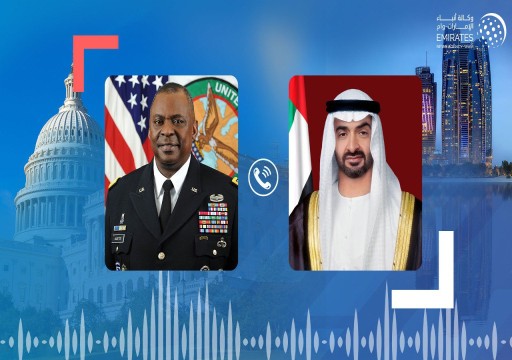 محمد بن زايد ووزير الدفاع الأمريكي يطالبان بموقف دولي حازم تجاه هجمات الحوثيين