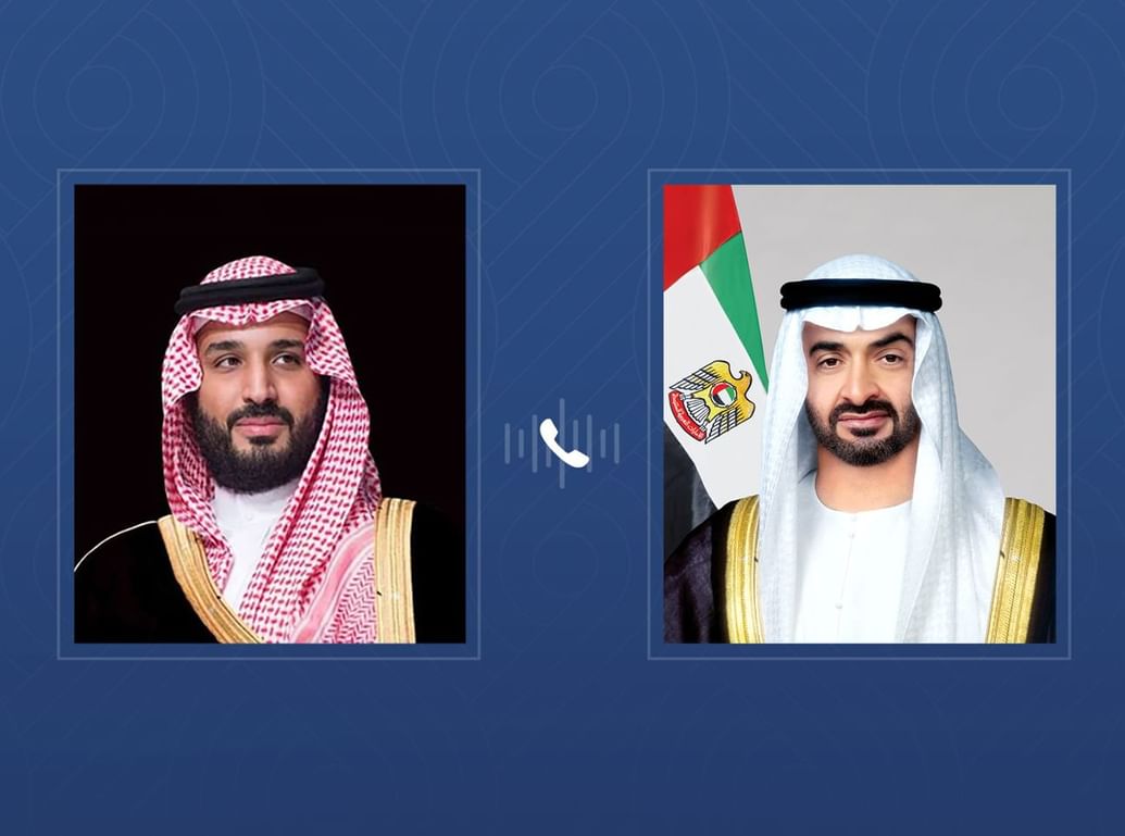 اتصال هاتفي بين رئيس الدولة وولي العهد السعودي لبحث الهجمات الإيرانية